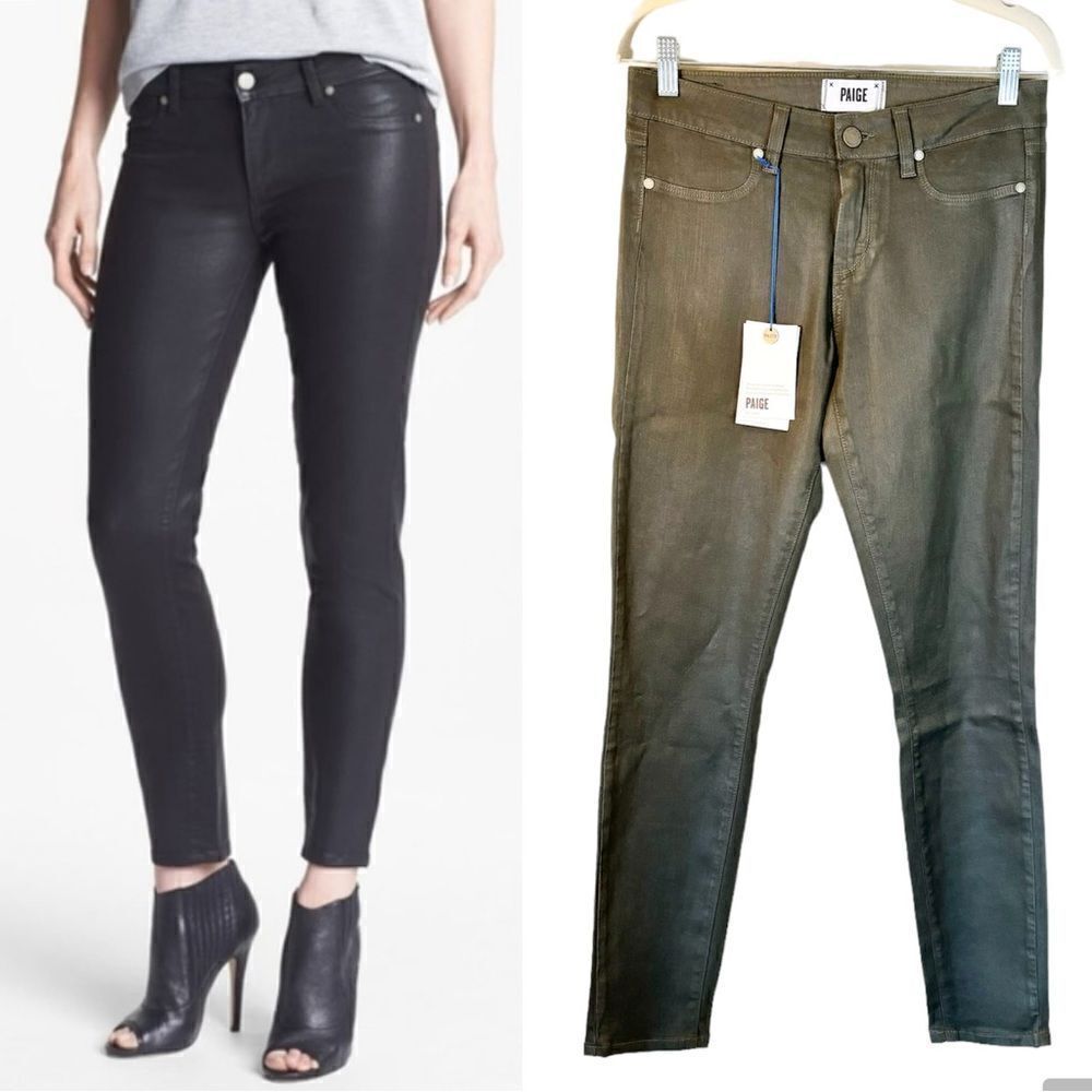 Nwt Paige Verdugo Skinny Green Jeans Ankle Size 28
